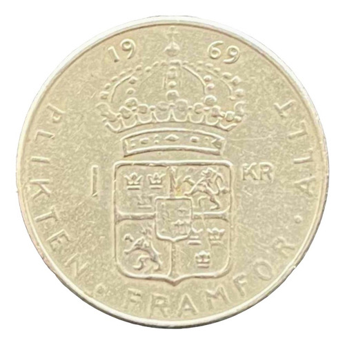 Suecia - 1 Corona - Año 1969 - Km #826a - Gustaf Vi