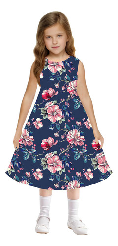 Camisola Elástica Con Estampado De Flores Y Niños Pequeños,