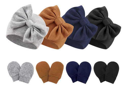 Juego De 4 Manoplas For Bebés Recién Nacidos Y Niñas Gorro