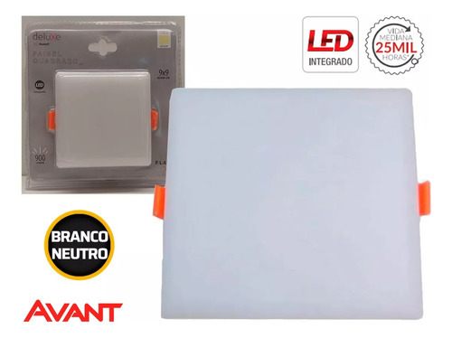 Painel Plafon Led 24w Quadrado Embutir Branco Neutro 110V/220V