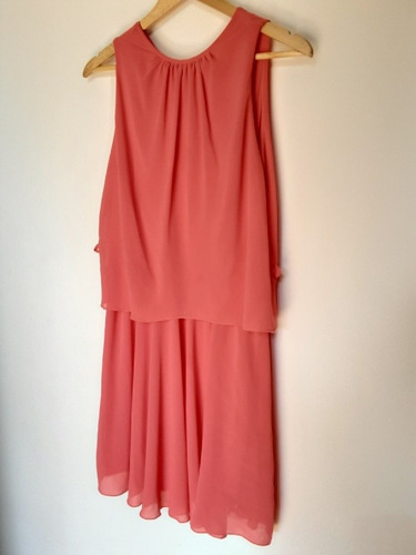 Imagen 2 de 10 de Vestido Italiano Sin Mangas Coral Con Forro Interno, Talla M