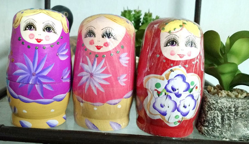 Matrioshkas Mamushkas X 5 De Madera Pintadas Medianas