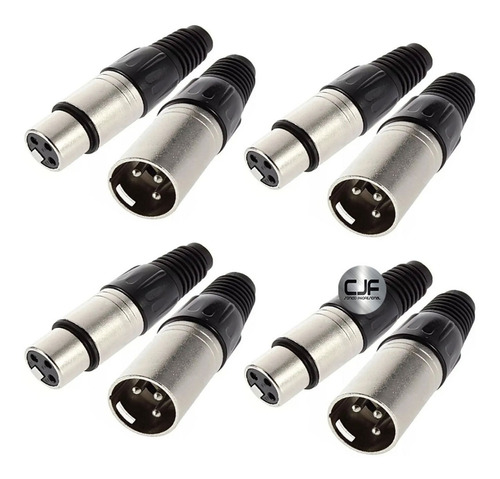 8 Fichas Canon Macho Y Hembra Xlr 3 Audio Dmx X 4 Pares Cjf