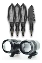 Comprar Kit 2 Faros Lupa Cree Led Auxiliar + Faros Led Giros X4 Moto