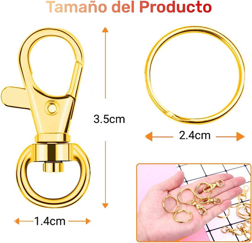 U, Gancho For Llavero Macrame Dorado (50 Piezas + 50