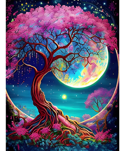 Dphero Kits Pintura Diamante Luna Para Adulto Arte Arbol 5d