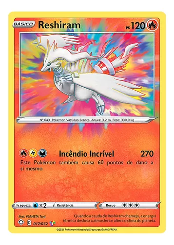 Cartas Pokemon Lendarios Reshiram e Zekrom brilhantes