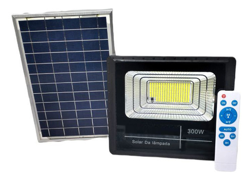 Refletor Led Holofote 300w Placa Solar Bateria Prova Dágua Cor da carcaça Preto Cor da luz Branco-frio