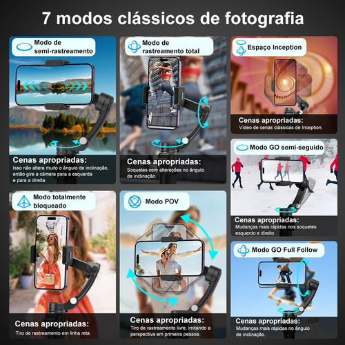 Estabilizador de cardan Axnen para telefones celulares e câmeras de 3 eixos M02