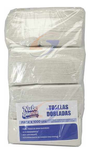 Toallas Baño Nube Blanca 20x21cm. X6000 Serviciopapelero