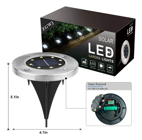Luces Solares De Suelo Zgwj, 8 Luces Led De Disco Mejoradas