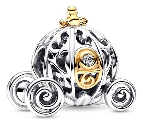 Carruaje Charms Dije Corona Dorada Plata 925 !!!