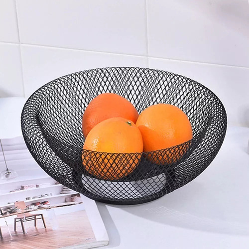 Fruteira Cesta Redonda Aramado 30 Cm De Mesa