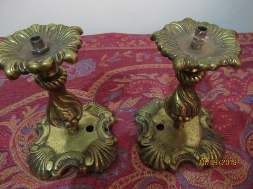 Veladores Antiguos De Bronce Macizo (no Envío) (Usado)