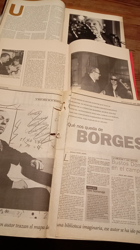 Lote 9 Suplementos Notas Borges La Maga Viva Clarín Ceal (Usado)