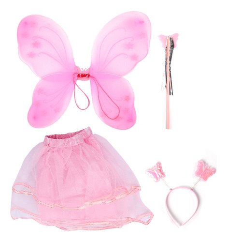 Conjunto De Disfraz De Hada Con Alas, Diadema Y Falda Para N
