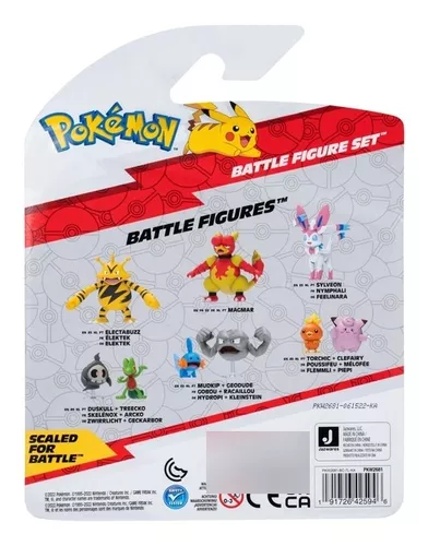 Pokémon Paquete de 3 figuras de batalla – Cuenta con figuras de batalla de  Turtwig, Pikachu y Magmar de 3 pulgadas (PKW2681)