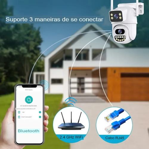 Kit 2 Câmera Segurança Wifi A33h App Icsee Lente Dupla 6mp Cor Branco