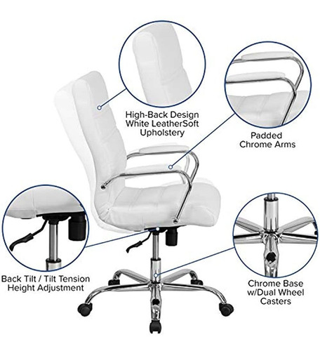Silla De Oficina Con Respaldo Alto Flash Furniture | Silla D Color White leathersoft/chrome frame