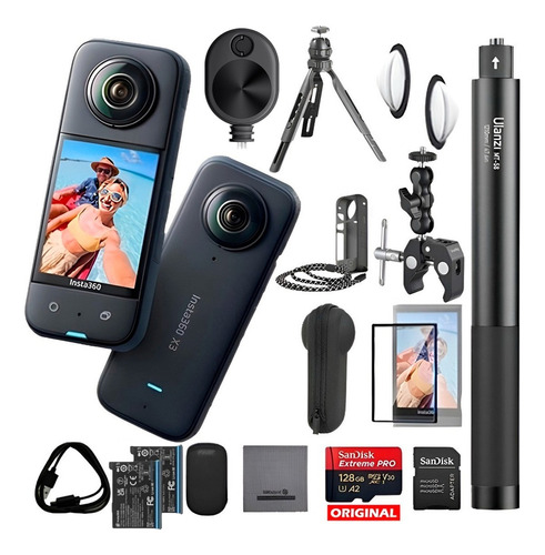 Câmera De Vídeo Insta360 X3 5.7k Preta + Super Kit No Brasil