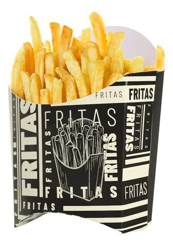 Caixa Embalagem Caixinha Batata Fritas Black Pacote C/ 250 P Cor Preto