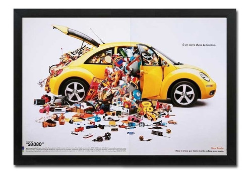 Vw New Beetle - Quadro Com Propaganda Original De Revista