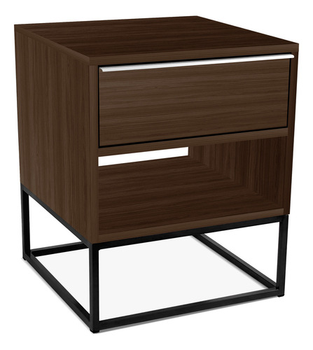 Mesa De Cabeceira Com Gaveta Lonova Desing Industrial Acabamento Fosco Cor Preto Villandry