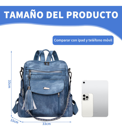 Mochila Bolsa Vintage Impermeable Antirrobo Cuero Artificial Pu Moda Viaje Escuela Trabajomujer Regalo Multiusos
