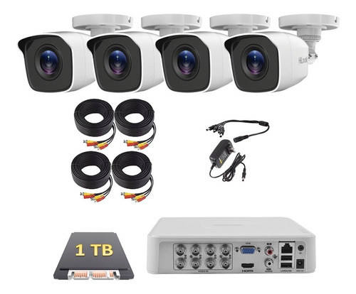 Imagen 1 de 5 de Kit Cctv Dvr 8 Canales - 4 Cámaras Hd 720p Hikvision 1 Tb