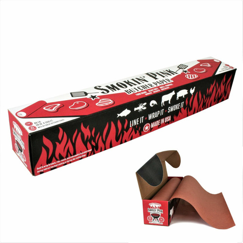 Smokin' Pink Kraft Butcher Paper Roll With Dispenser Box