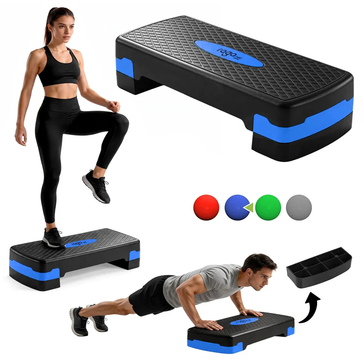 Step Banco De Aerobics Ejercicio Con 2 Alturas Ajustables Color Azul