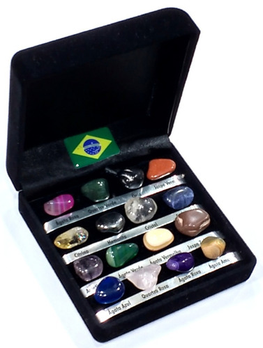 Estojo Coleção C/ 16 Pedras Brasileiras Naturais Maravilhoso