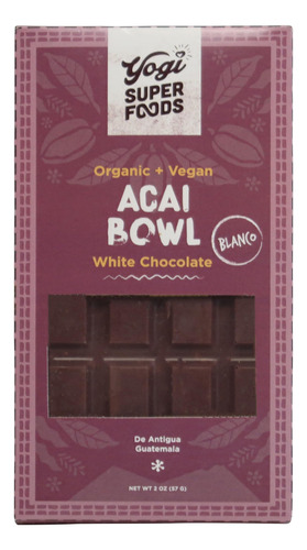 Yogi Superfoods Barra Vegana De Chocolate Blanco Acai, Salud
