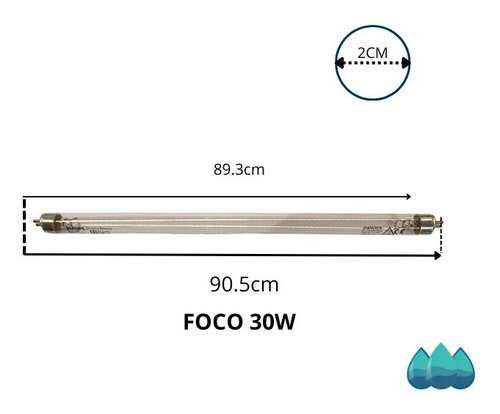 Imagen 4 de 5 de Foco 30 Watts Repuesto Lampara Uv Desinfeccion De Agua 2 Pin