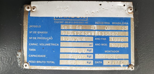 Graneleira Randon Ls 1998/98 Assoal.chapa/s/pneus (2072)