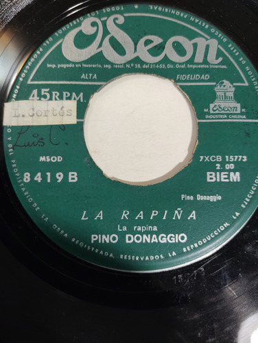 Vinilo Single De Pino Donaggio Rita/la Rapiña (y130