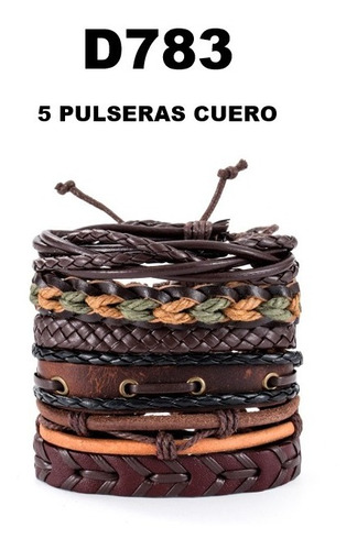 5 Pulseras Brazalete De Cuero Multicapa Individuales D783