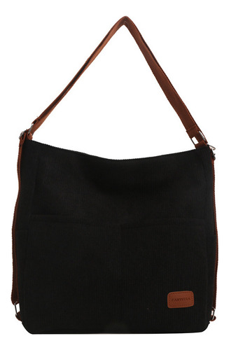 Bolso De Mujer Multifuncional De Pana De Color Liso Japonés