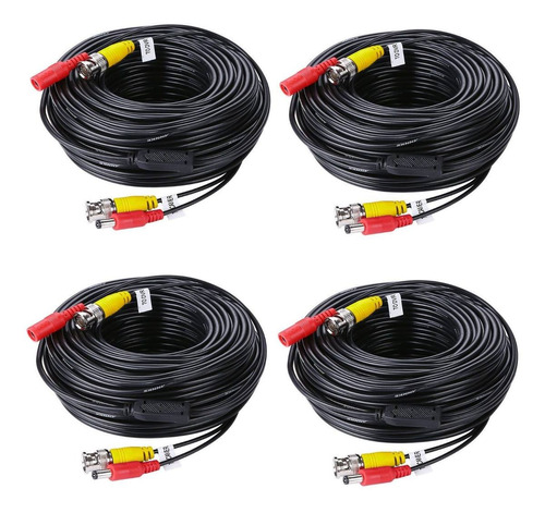 Sannce 4x60ft Bnc Cctv Video Potencia Todo En Uno Cable De S