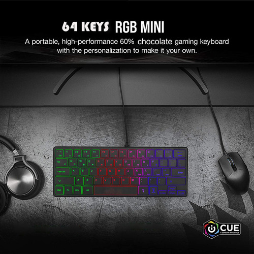 Teclado Para Juegos De 64 Teclas Rgb Retroiluminado Mini