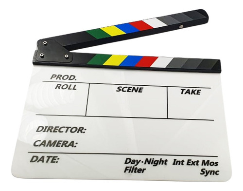 Claquete De Cinema Profissional Branca Com Imã 30x24 Cm