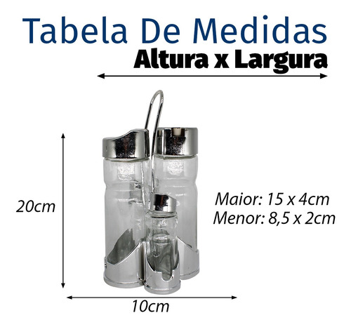 Imagem 3 de 7 de Kit Galeteiros Vidro 4pçs Porta Temperos Galheteiro Azeite