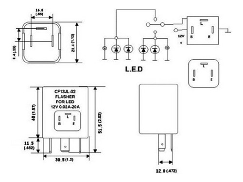 Flasher Relay 2 Luces Led Electrónicas Cf-13 De 3 Pines Para
