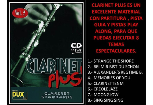 Imagen 2 de 4 de Clarinete Plus Pistas En Mp3 Y Partituras En Pdf 4 Vol.