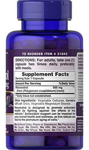 Puritan`s Pride Resveratrol 500 Mg-60 Capsulas 