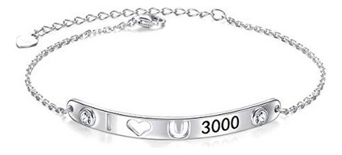 Brazalete De Plata De Ley 925 Con Grabado I Love You 3000 Ve