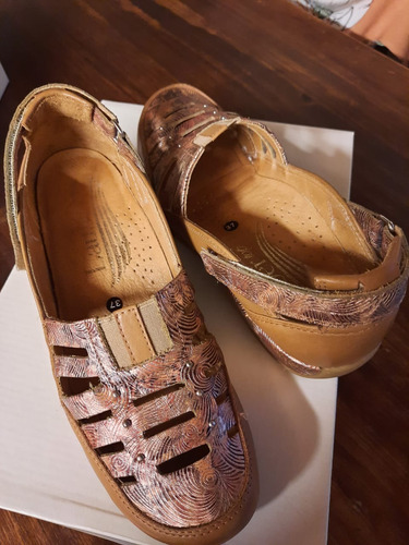 Zapato Cuero Tipo Flats, Plantilla Cuero