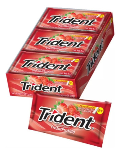 Chicle Trident® Sabor Frutilla Sin Azucar Pack 18 Unidades