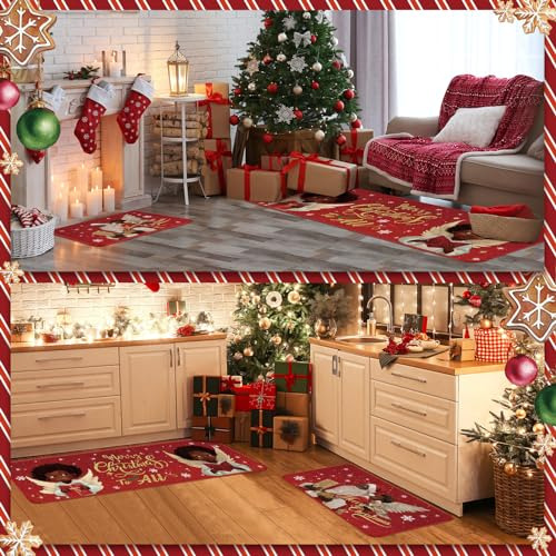 Conjunto De 2 Tapetes De Cocina De Invierno Ceenna Con Copos