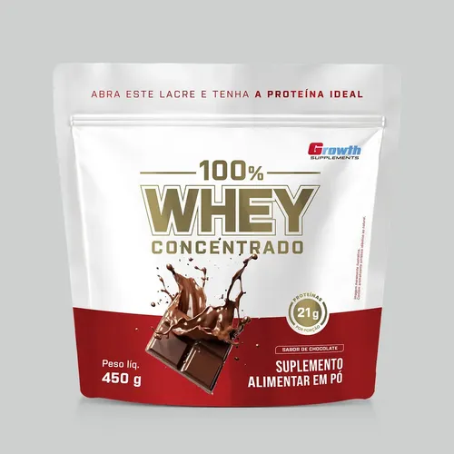 100% Whey Concentrado 450g Growth Supplements Chocolate